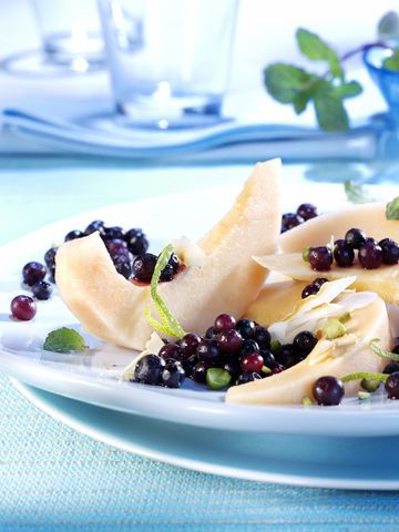 Salade de melon aux myrtilles